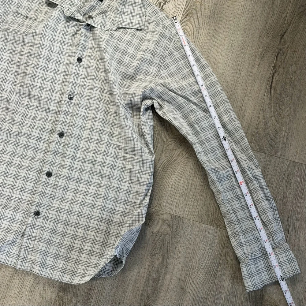 John Varvatos U.S.A. Shirt Mens 15 32/33 Gray Plaid‎ Slim Fit Dress Long Sleeve